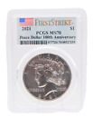 2021 PEACE SILVER DOLLAR PCGS MS70 FLAG LABEL FDI LABEL FIRST DAY OF ISSUE