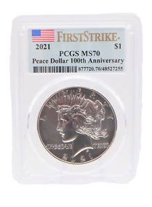 New Listing2021 PEACE SILVER DOLLAR PCGS MS70 FLAG LABEL FDI LABEL FIRST DAY OF ISSUE