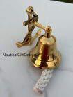 Antique Brass Anchor Ship Bell Nautical Rope Lanyard Pull Maritime Wall Décor