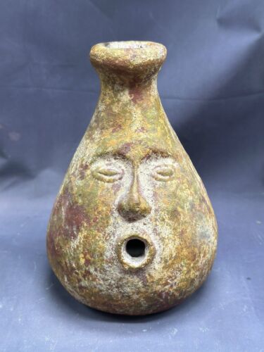 Vintage Mayan Pottery Open Mouth Face Vase Sculpture Stoneware
