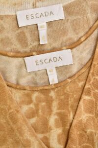 Escada 2Pc Croc Print Silk/Cashmere Cardigan & Top Sweater Set Twinset sz 40/10