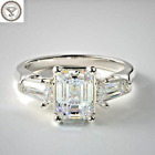 Diamond Engagement Ring 14k White Gold Solid Emerald Cut IGI 1.30 Ct Lab Grown