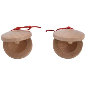 A pair of wooden flamenco musical instrument castanets of wood color3854