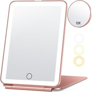 Rechargeable Portable Ultra-Thin LED Makeup Mirror w/10X Magnification