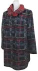 Nine West~ Woman Plus Size 18W~ Black/Red Plaid Trench Coat Long Sleeve Lined.