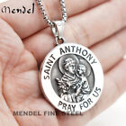 MENDEL Jesus St Saint Anthony Medal Medallion Pendant Necklace Stainless Steel