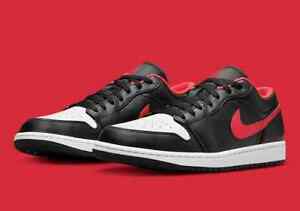 Nike Air Jordan 1 Low 'White Toe' Shoes Black Fire Red 553558-063 Men's NEW