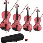 New Acoustic Violin 1/2 1/4 1/8 3/4 4/4 Size Pink + Case+ Bow + Rosin