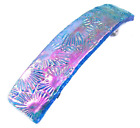 Dichroic Glass Barrette Pink Magenta Blue Flowers Patterned 3.5