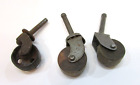Three Different Primitive Old 1920's Furniture Casters Antique Wood Iron Wheels