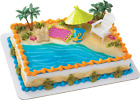 DecoSet® Beach Chair and Umbrella Tropical Beach Cake Decoration, 6 Piece Cake