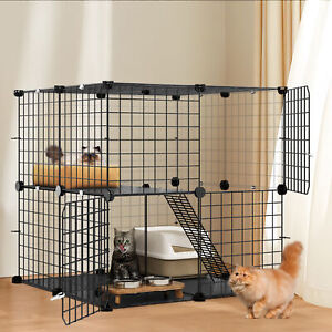 2 Tier Indoor Cat Cage Outdoor Cat Enclosures Kitten Cage DIY Pet Playpen for 2.