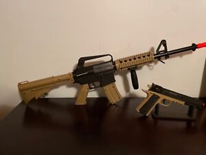 Single shot airsoft guns assault rifle with pistol all functions.