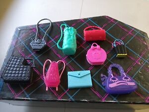 9 Piece Monster High Accessories Lot- Backpack, Duffle Bag & Purses