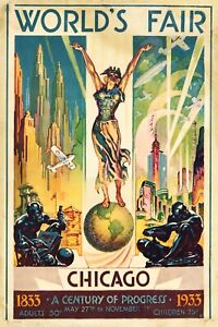 1933 Chicago World's Fair Vintage Style Travel Poster - 11x17 Century of Progres