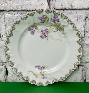 Antique KPM Porcelain Hand Painted Purple Floral Plate 7.5