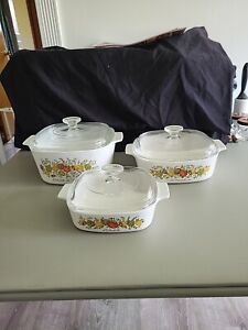 New ListingVintage Corning Ware Spice of Life Set 3 Piece A-1-B, A-2-B, A-3-B With Lids