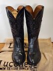 VINTAGE LUCCHESE MEN'S BLACK LIZARD SKIN (KIP?) 12-D COWBOY BOOTS- BARELY USED!!