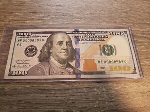 Fancy Serial Number. US 100 Dollar Bill 2013 Series, low serial number.