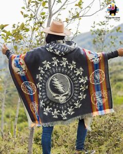Alpaca Poncho (Grey Grateful Dead) Handcrafted by Indigenous hands.