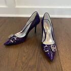 Guess by Marciano Purple Patent Leather Pumps Heels with Silver Buckle US 6.5M