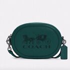 COACH Oval Camera Crossbody Bag With Horse And Carriage C4056 QB/Forest GreenNWT