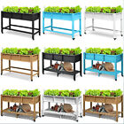 Poly Wood Elevated Raised Garden Bed with Wheels Planter Grow Box Outdoor Yard