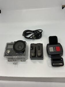 AKASO BRAVE 4 4K GOPRO VIDEO CAMERA, REMOTE WRISTBAND, CHARGER & BATTERIES +TEST