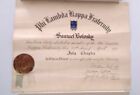 1923 PHI LAMBDA KAPPA FRATERNITY Membership Certificate IOTA Chapter Tufts U.
