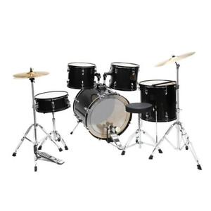 5-Piece Complete Full Size Pro Adult Drum Set Kit with Stool Drum Pedal New-