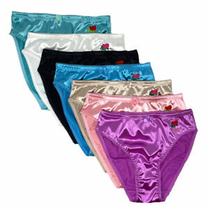 LOT 6 Women Plain Bikini Rose Love SATIN Panty Underwear S/M/L/XL/2X/3X/4X 3123