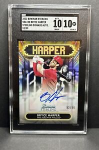 2022 Bowman Sterling Signage Bryce Harper Refractor Auto /99 SGC 10/10
