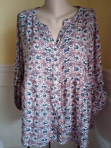 Cynthia Rowley Woman Moroccan Babydoll Top Button Up High Low  Size 2X Tunic