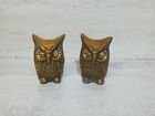 2 Solid Brass Owl Matching Figurines/Paperweights Vintage 2