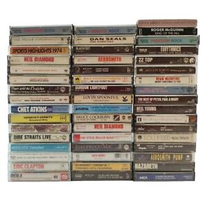Huge Lot 50 Rock Music Cassette Tape Country Man Cave Jewel Case Retro Vtg Gift