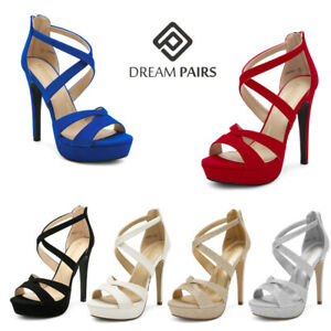DREAM PAIRS Womens Open Toe High Heel Sandals Wedding Party Dress Shoes