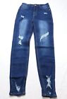 SHEIN Women's Essence High Waisted Ripped Skinny Jeans ZS6 Blue Medium