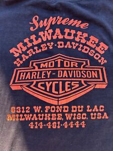 Vintage 3D Emblem Supreme Harley Davidson T-shirt 1985 Righteous Ruler Lg 80s L