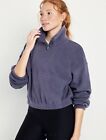 OLD NAVY Micro Fleece Cropped Pullover NWT Women’s Small Volcanic Glass Navy