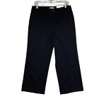 Loft Pants Womens 10P Black High Rise Slim Wide Leg Crop Stretch Workwear Chino