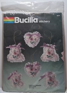 Bucilla CHRISTMAS KEEPSAKES Stitchery Embroidery Set of 6 LACE Ornaments Kit 823