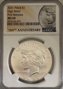 2021 $1 Peace Silver Dollar NGC MS69 First Releases