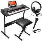 61-Key Electronic Keyboard Digital Music Piano with Lighted Keys, Stand, Stool