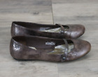 Born Womens Slip On Leather Mary Jane Ballet Flats Shoes Size 6 Brown Distressed