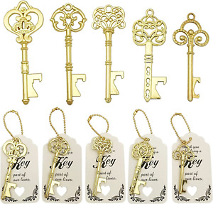 New Listing50PCS Key Bottle Openers Bridal Shower Favors Rustic Wedding Favors Gifts (Gold)