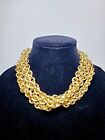 Anne Klein Multi Layered Brushed Gold 5 Strand Chain Necklace Chunky Bib 18