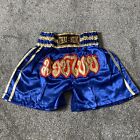 Muay Thai Boxing Kickboxing Gold Blue Shorts Mens Size 30