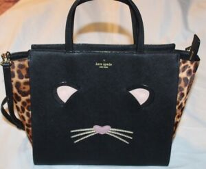 Kate Spade New York Run Wild Leopard/Cheetah Black Cat Bag Purse
