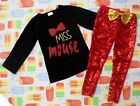 Boutique Miss Mouse Toddler Girl (L) 2-4T Black & Red Two-Piece Outfit *EUC*