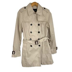 Banana Republic Womens Tan Cotton Double Breasted Belt Trench Coat Size Small
